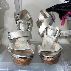 Michael Michael Kors Silver Open Toe Strap High Heels 8